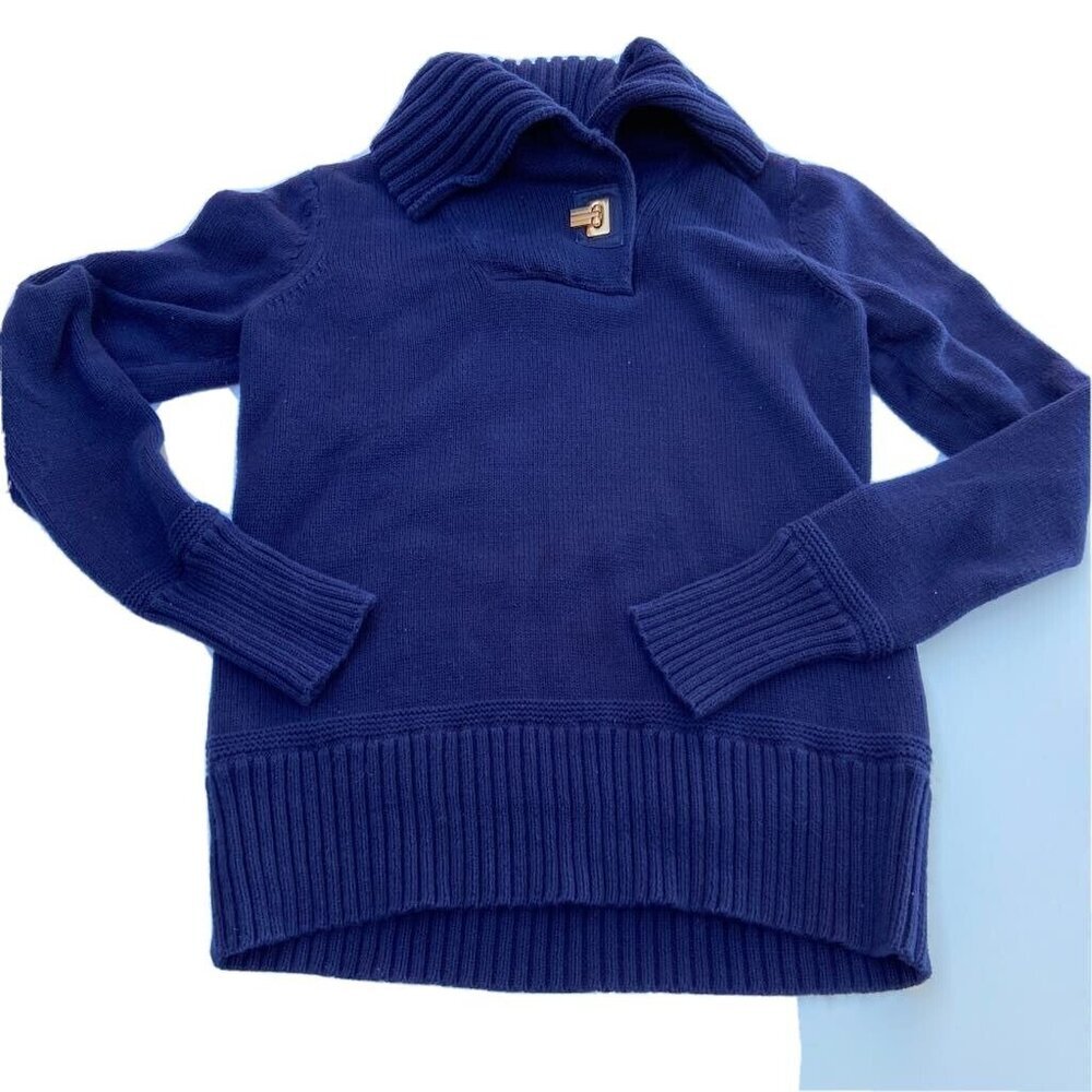 LRL Lauren Jeans Co. Womens Pullover Sweater Small Navy Turtleneck Black Label